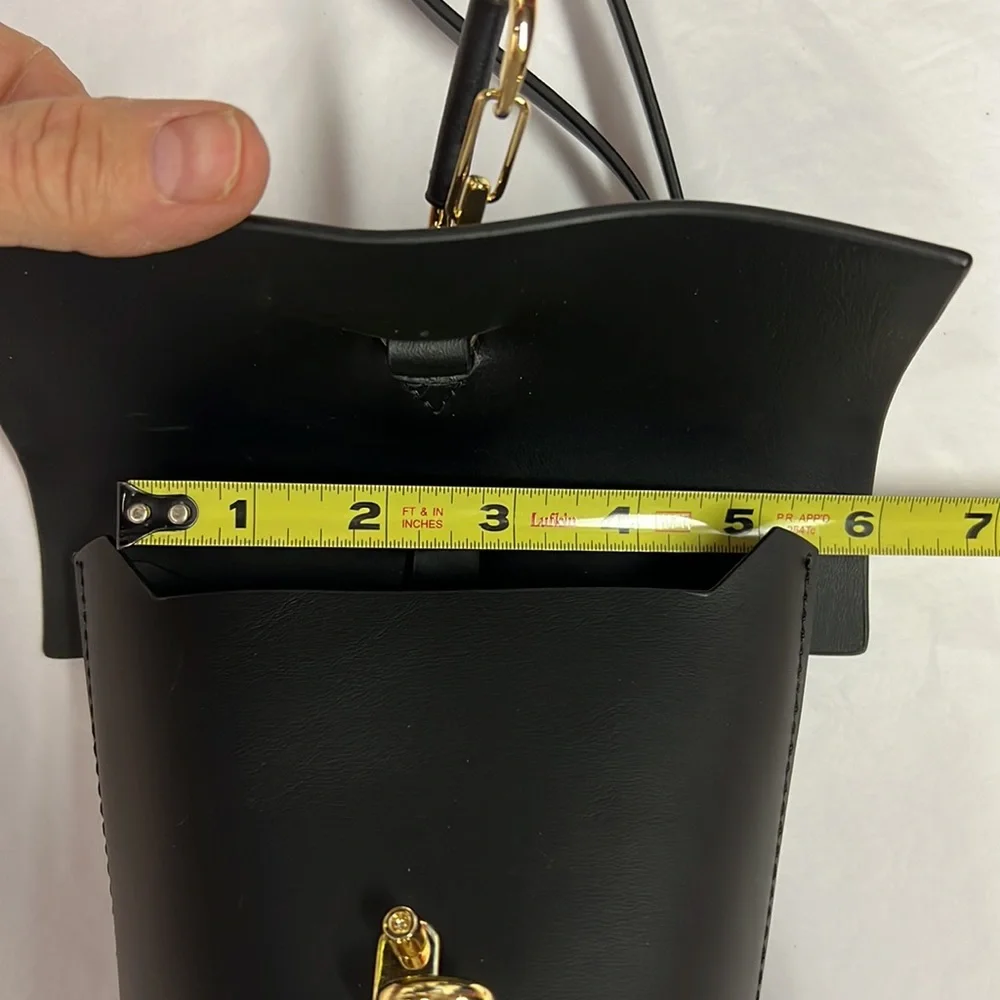 Zac Posen Black Leather Wristlet with Gold Hardware